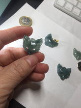 Load image into Gallery viewer, 100% natural type A dark green/gray Guatemala jadeite jade fox mask pendant necklace BP176
