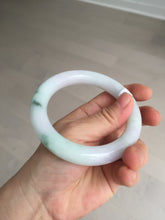 Load image into Gallery viewer, 卖了 60mm certified Type A 100% Natural light sunny green white purple chubby round cut Jadeite Jade bangle BQ70-8570
