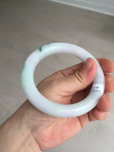 Load image into Gallery viewer, 卖了 60mm certified Type A 100% Natural light sunny green white purple chubby round cut Jadeite Jade bangle BQ70-8570
