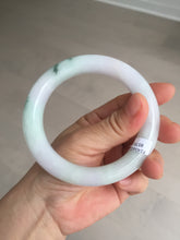 Load image into Gallery viewer, 卖了 60mm certified Type A 100% Natural light sunny green white purple chubby round cut Jadeite Jade bangle BQ70-8570
