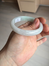 Load image into Gallery viewer, 47.5mm certified 100% natural Type A icy watery green white  oval jadeite jade bangle BP46-9356
