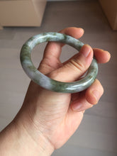 Load image into Gallery viewer, 58.4mm Certified Type A 100% Natural dark green/purple/gray round cut Jadeite Jade bangle AU24-0244
