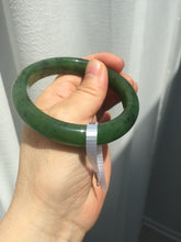 Load image into Gallery viewer, 55.5mm certified 100% Natural dark green black (碧玉) kiwi nephrite Jade bangle HF123-1578
