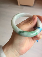 Load image into Gallery viewer, 56mm certified 100% natural icy watery light white/sunny green jadeite jade bangle BN72-3878
