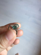 Load image into Gallery viewer, 100% natural type A green four-prong jadeite jade ring BP143
