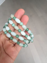 Load image into Gallery viewer, 100% natural type A light green jadeite jade beads bracelet group BQ76
