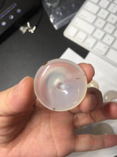 Load image into Gallery viewer, 27-32mm 100% natural icy clear light yellow/white/clear agate safety guardian donut pendant CB79
