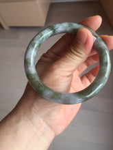 Load image into Gallery viewer, 58.4mm Certified Type A 100% Natural dark green/purple/gray round cut Jadeite Jade bangle AU24-0244
