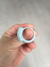 Load image into Gallery viewer, Size 10 1/4 100% natural type A light green saddle jadeite jade thumb ring BQ77
