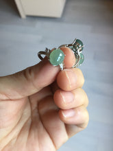 Load image into Gallery viewer, 100% natural type A icy watery green dark green four-prong jadeite jade ring group BP144
