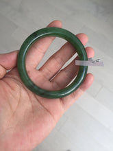 Load image into Gallery viewer, 55.5mm certified 100% Natural dark green black (碧玉) kiwi nephrite Jade bangle HF123-1578
