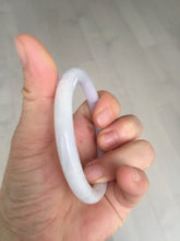 Load image into Gallery viewer, 56.5mm certified Type A 100% Natural purple white oval Jadeite Jade bangle BQ75-4930
