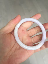 Load image into Gallery viewer, 56.5mm certified Type A 100% Natural purple white oval Jadeite Jade bangle BQ75-4930
