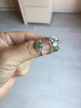 Load image into Gallery viewer, 100% natural type A icy watery green dark green four-prong jadeite jade ring group BP145
