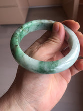 Load image into Gallery viewer, 57.7mm certified 100% natural type A sunny green/black jadeite jade bangle AU52-0234
