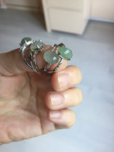 Load image into Gallery viewer, 100% natural type A icy watery green dark green four-prong jadeite jade ring group BP145
