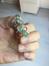 Load image into Gallery viewer, 100% natural type A icy watery green dark green four-prong jadeite jade ring group BP145
