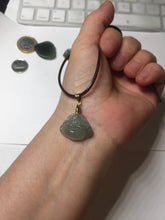 Load image into Gallery viewer, 100% Natural type A ict watery dark green(老油青) happy Buddha jadeite pendant 178
