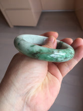 Load image into Gallery viewer, 57.7mm certified 100% natural type A sunny green/black jadeite jade bangle AU52-0234
