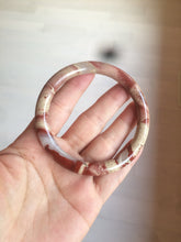 Load image into Gallery viewer, 60.5mm 100% natural red/pink slim round cut red jasper stone bangle XY87
