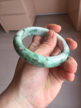 Load image into Gallery viewer, 57.7mm certified 100% natural type A sunny green/black jadeite jade bangle AU52-0234
