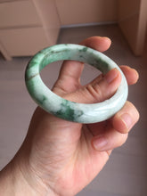 Load image into Gallery viewer, 57.7mm certified 100% natural type A sunny green/black jadeite jade bangle AU52-0234
