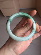 Load image into Gallery viewer, 57.7mm certified 100% natural type A sunny green/black jadeite jade bangle AU52-0234
