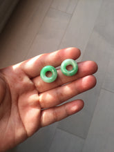 Load image into Gallery viewer, 16.5mm Type A 100% Natural sunny green Jadeite Jade safety Guardian ring bead set F133
