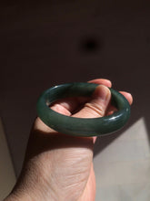 Load image into Gallery viewer, 52.5mm certified type A 100% Natural watery dark green/black oval Jadeite jade bangle BF77-1092
