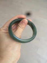 Load image into Gallery viewer, 52.5mm certified type A 100% Natural watery dark green/black oval Jadeite jade bangle BF77-1092
