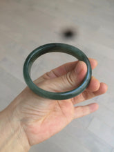 Load image into Gallery viewer, 52.5mm certified type A 100% Natural watery dark green/black oval Jadeite jade bangle BF77-1092
