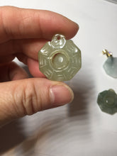 Load image into Gallery viewer, 100% natural type A light green dark green jadeite jade 3D the eight trigrams(Bagua,八卦) pendant group AX151
