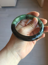 Load image into Gallery viewer, 58.8mm Certified 100% natural Type A sunny green dark green/black(绿水墨)  jadeite jade bangle PB56-9766
