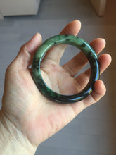 Load image into Gallery viewer, 58.8mm Certified 100% natural Type A sunny green dark green/black(绿水墨)  jadeite jade bangle PB56-9766
