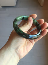 Load image into Gallery viewer, 58.8mm Certified 100% natural Type A sunny green dark green/black(绿水墨)  jadeite jade bangle PB56-9766
