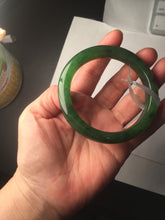 Load image into Gallery viewer, 55.5mm certified 100% Natural dark green black (碧玉) kiwi nephrite Jade bangle HF123-1578
