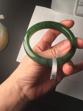 Load image into Gallery viewer, 55.5mm certified 100% Natural dark green black (碧玉) kiwi nephrite Jade bangle HF123-1578
