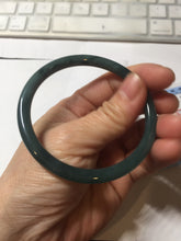 Load image into Gallery viewer, 57mm Certified Type A 100% Natural light green/blue/gray with black floating flowers Guatemala slim round cut Jadeite bangle BP213-1018
