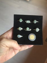 Load image into Gallery viewer, 100% natural type A icy watery light green white clear four-prong jadeite jade ring group PC8
