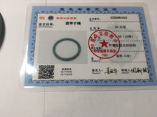 Load image into Gallery viewer, 57mm Certified Type A 100% Natural light green/blue/gray with black floating flowers Guatemala slim round cut Jadeite bangle BP213-1018
