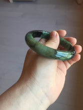Load image into Gallery viewer, Sold  58.8mm Certified 100% natural Type A sunny green dark green/black(绿水墨)  jadeite jade bangle PB57-9764
