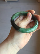 Load image into Gallery viewer, Sold  58.8mm Certified 100% natural Type A sunny green dark green/black(绿水墨)  jadeite jade bangle PB57-9764
