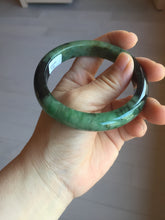 Load image into Gallery viewer, Sold  58.8mm Certified 100% natural Type A sunny green dark green/black(绿水墨)  jadeite jade bangle PB57-9764
