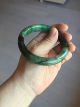 Load image into Gallery viewer, Sold  58.8mm Certified 100% natural Type A sunny green dark green/black(绿水墨)  jadeite jade bangle PB57-9764
