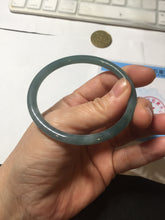Load image into Gallery viewer, 58.8mm Certified Type A 100% Natural light green/blue/gray Guatemala slim round cut Jadeite bangle BP214-3802
