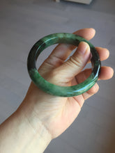 Load image into Gallery viewer, Sold  58.8mm Certified 100% natural Type A sunny green dark green/black(绿水墨)  jadeite jade bangle PB57-9764
