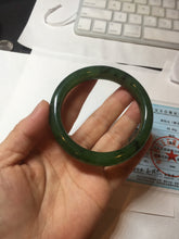 Load image into Gallery viewer, 55.5mm certified 100% Natural dark green black (碧玉) kiwi nephrite Jade bangle HF123-1578
