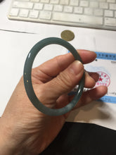 Load image into Gallery viewer, 58.8mm Certified Type A 100% Natural light green/blue/gray Guatemala slim round cut Jadeite bangle BP214-3802
