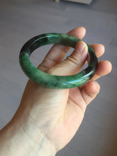 Load image into Gallery viewer, Sold  58.8mm Certified 100% natural Type A sunny green dark green/black(绿水墨)  jadeite jade bangle PB57-9764
