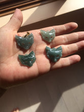 Load image into Gallery viewer, 100% natural type A dark green/gray Guatemala jadeite jade fox mask pendant necklace BP176
